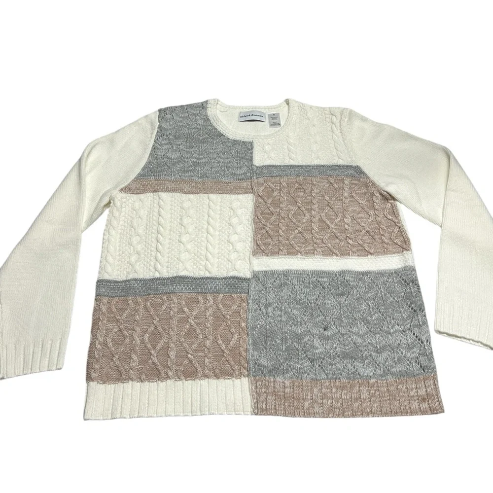 Alfred Dunner - Women’s Acrylic Colorblock Cable Knit Sweater Sz. MD/LG